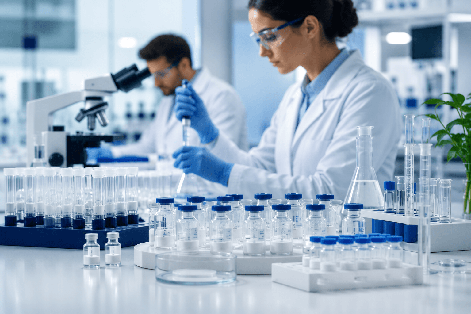 Research peptide samples in a laboratory